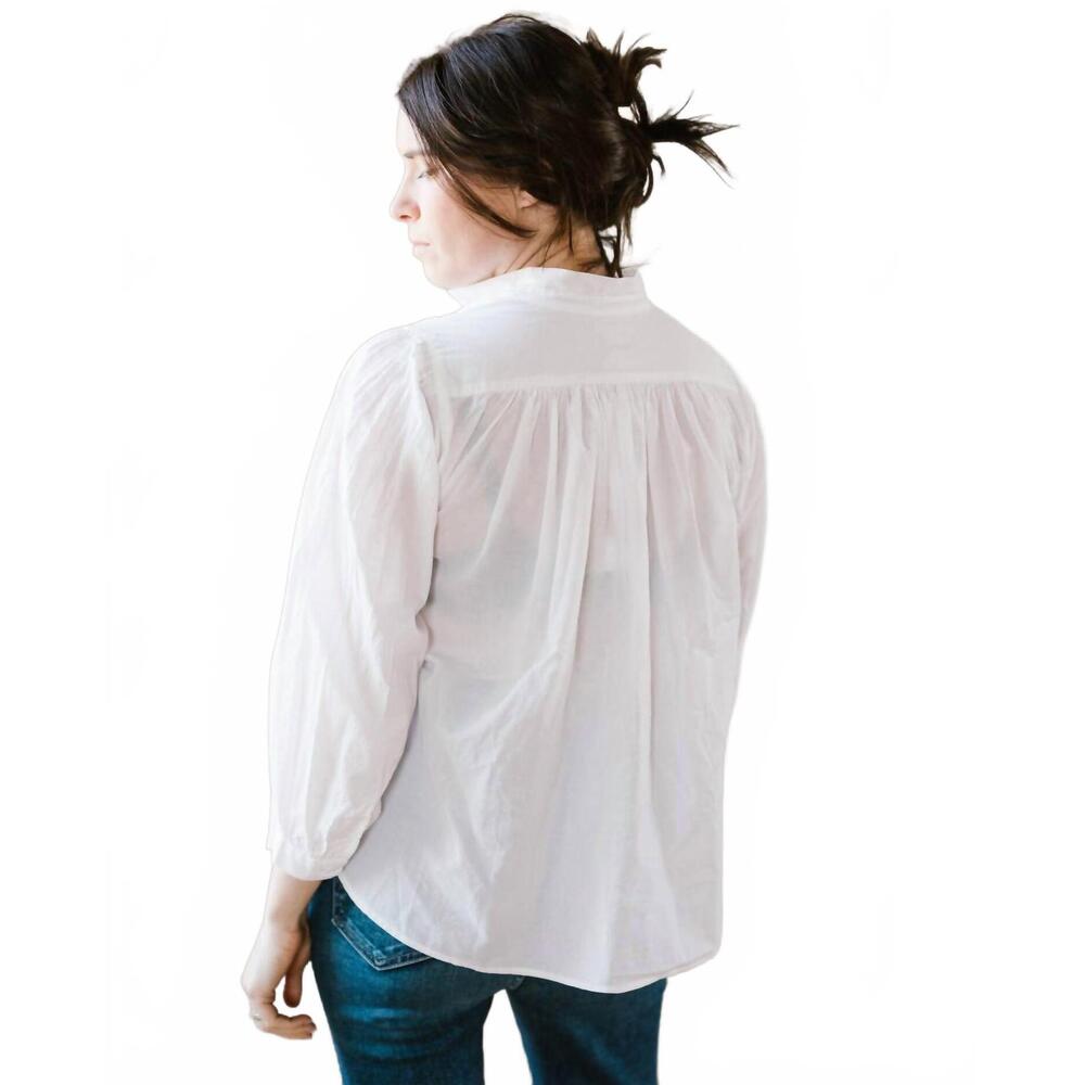 NEW A SHIRT THING flora collared button down shirt in white - Picture 2 of 3